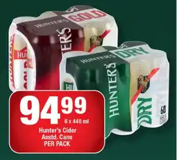 OK Liquor Hunter's Cider Asstd. Cans PER PACK offer