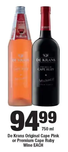 OK Liquor De Krans Original Cape Pink or Premium Cape Ruby Wine EACH offer