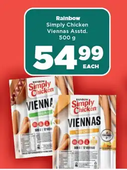 OK Foods Rainbow Simply Chicken Viennas Asstd. 500g offer