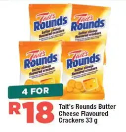 OK Foods Tait's Rounds Butter Cheese Flavoured Crackers 33 g offer