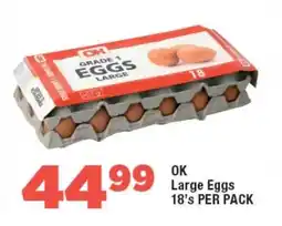 OK Foods OK Large Eggs 18's PER PACK offer
