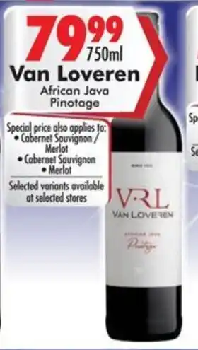 Prestons Van Loveren African Java Pinotage offer