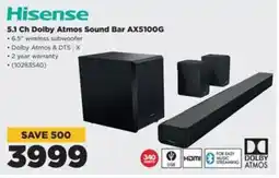 HiFi Corp Hisense 5.1 Ch Dolby Atmos Sound Bar AX5100G offer