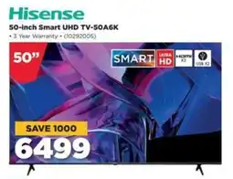 HiFi Corp Hisense 50-inch Smart UHD TV-50A6K offer