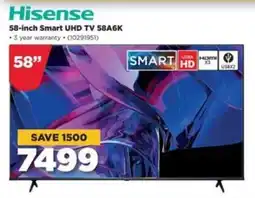 HiFi Corp Hisense 58-inch Smart UHD TV 58A6K offer