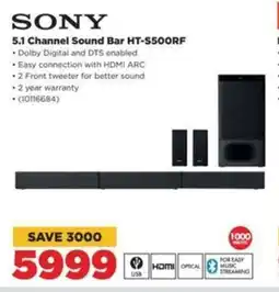 HiFi Corp SONY 5.1 Channel Sound Bar HT-S500RF offer