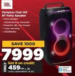 HiFi Corp JBL Partybox Club 120 BT Party Speaker offer