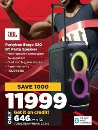 HiFi Corp JBL Partybox Stage 320 BT Party Speaker offer