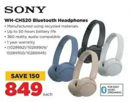 HiFi Corp SONY WH-CH520 Bluetooth Headphones offer