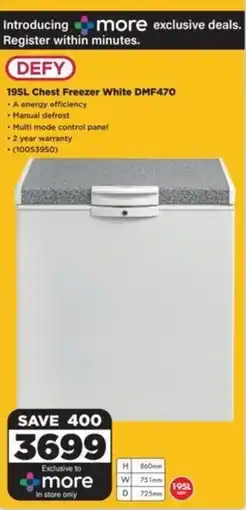 HiFi Corp DEFY 195L Chest Freezer White DMF470 offer