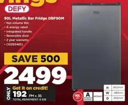 HiFi Corp DEFY 90L Metallic Bar Fridge DBF90M offer