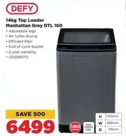 HiFi Corp DEFY 14kg Top Loader Manhattan Grey DTL 160 offer