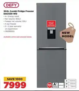 HiFi Corp DEFY 302L Combi Fridge Freezer DAC639 WD offer