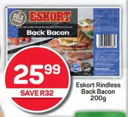 Pick n Pay Hypermarket Eskort Rindless Back Bacon 200g offer