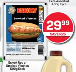 Pick n Pay Hypermarket Eskort Red or Smoked Viennas 500g Each offer