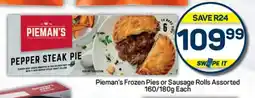 Pick n Pay Hypermarket Pieman's Frozen Pies or Sausage Rolls Assorted 160/180g Each offer