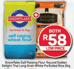 Pick n Pay Hypermarket Snowflake Self Raising Flour 1kg and Golden Delight Thai Long Grain White Parboiled Rice 2kg offer