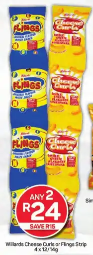 Pick n Pay Hypermarket Willards Cheese Curls or Flings Strip 4x12/14g offer