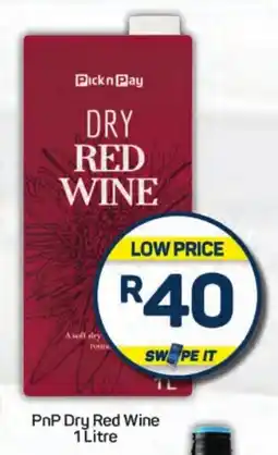 Pick n Pay Hypermarket PnP Dry Red Wine 1 Litre offer