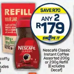 Pick n Pay Hypermarket Nescafé Classic Instant Coffee Assorted 200g or 230g Refill (Excludes Decaf) offer
