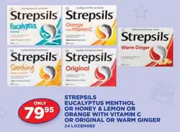 STREPSILS EUCALYPTUS MENTHOL OR HONEY & LEMON OR ORANGE WITH VITAMIN C OR ORIGINAL OR WARM GINGER