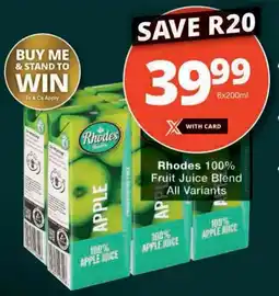 Checkers Rhodes 100% Fruit Juice Blend All Variants offer