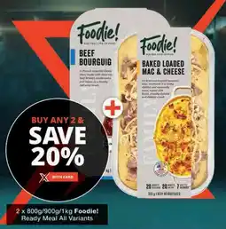 Checkers 2 x 800g/900g/1kg Foodie! Ready Meal All Variants offer