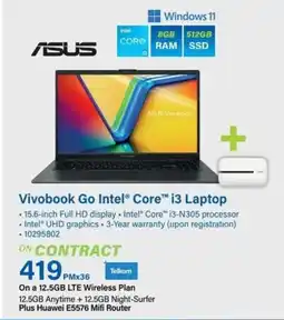 Incredible Connection ASUS Vivobook Go Intel Core i3 Laptop offer