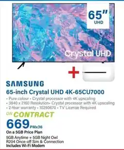 Incredible Connection SAMSUNG 65-inch Crystal UHD 4K-65CU7000 offer