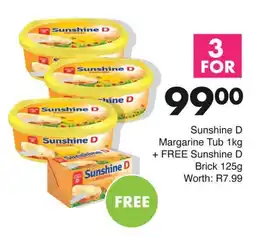 Save Hyper Sunshine D Margarine Tub 1kg + FREE Sunshine D Brick 125g offer