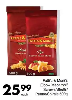 Save Hyper Fatti's & Moni's Elbow Macaroni/ Screws/Shells/ Penne/Spirals 500g offer