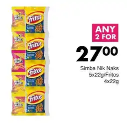 Save Hyper Simba Nik Naks 5x22g/Fritos 4x22g offer