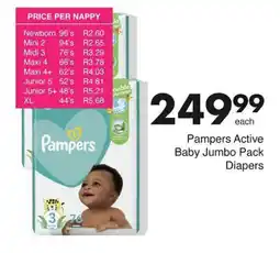 Save Hyper Pampers Active Baby Jumbo Pack Diapers offer