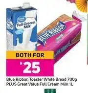 Game Blue Ribbon Toaster White Bread 700g Plus Great Value Full Cream Milk 1L-Both For offer