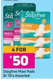 Game Stayfree Maxi Pads Assorted-For 4 x 8/10's offer