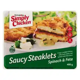 Simply Chicken Spinach & Feta Saucy Chicken Steaklets 400g