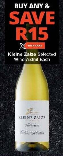 Kleine Zalze Selected Wine 750ml Each offer at Checkers