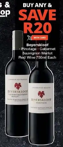 Checkers Beyerskloof Pinotage Cabernet Sauvignon Merlot Red Wine 750ml Each offer