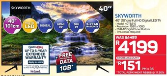 Pick n Pay Skyworth 40" (101cm) Full HD Digital LED TV offer