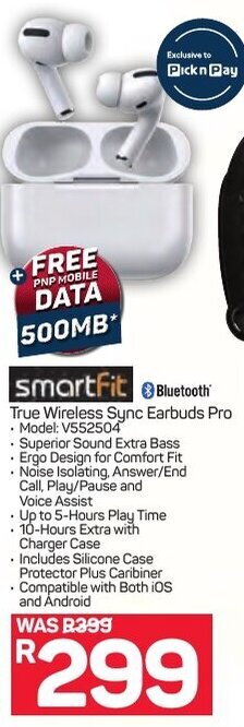Pick n Pay Smartfit True Wireless Sync Earbuds Pro offer