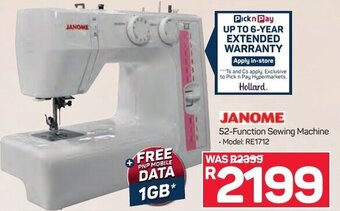 Pick n Pay Janome 52-Function Sewing Machine offer