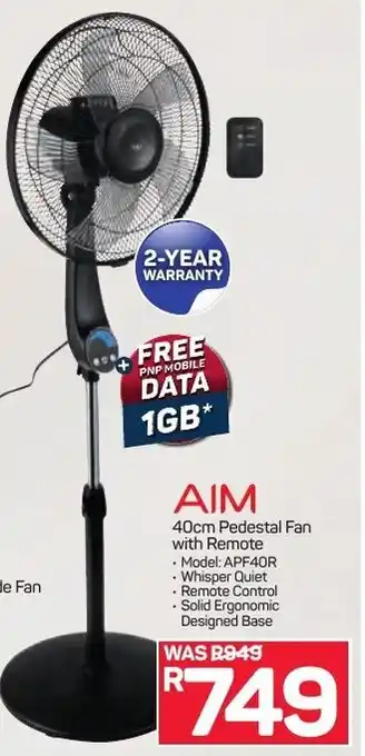 Pick n Pay Aim Pedestal Fan with Remote 40cm offer