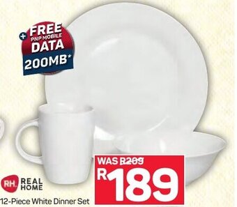 Real Home 12-Piece White Dinner Set