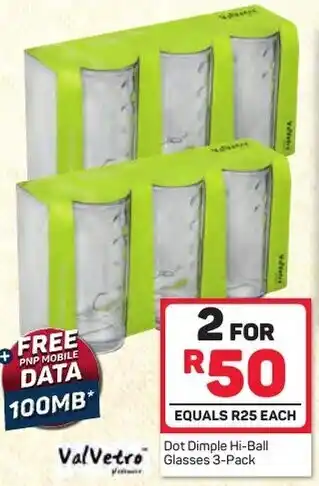 Pick n Pay ValVetró Dot Dimple Hi-Ball Glasses 2x3-pack offer