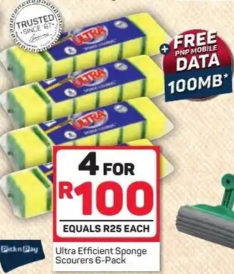 Pick n Pay Ultra Efficient Sponge Scourers 4x6-Pack offer