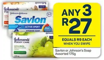 Pick n Pay Savlon or Johnson's Soap 3x175g offer