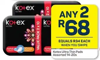 Pick n Pay Kotex Ultra Thin Pads 2x14-20s offer