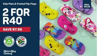 Pick n Pay Kids Plain & Printed Flip Flops 2s offer