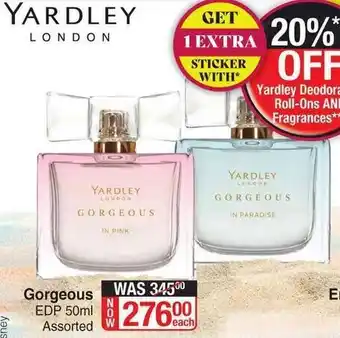 Dis-Chem Gorgeous EDP 50ml Assorted offer