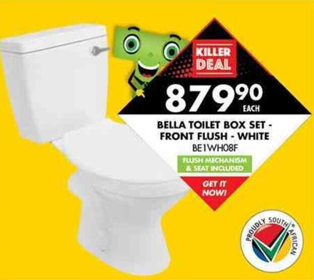 Bella Toilet Box Set Front Flush White offer at Top T Cash & Carry